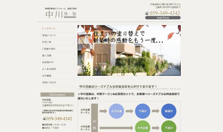 外壁塗装や壁の塗り替えのことなら三重の【中川塗装】へご依頼下さい。